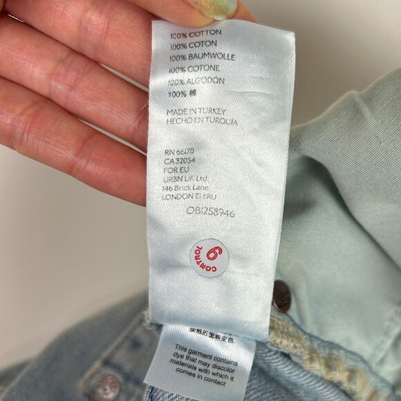 We the Free People Lasso High Rise Jeans Distressed Light Wash Blue Denim Sz 30 - Picture 14 of 16